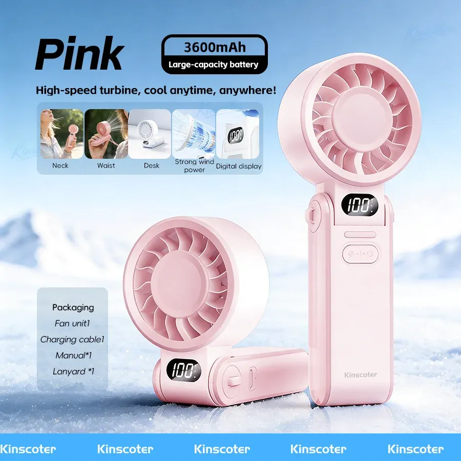 Ventilateur portatif rechargeable 3600mAh à grande vitesse, pliable, avec 100 niveaux de vitesse réglables 8