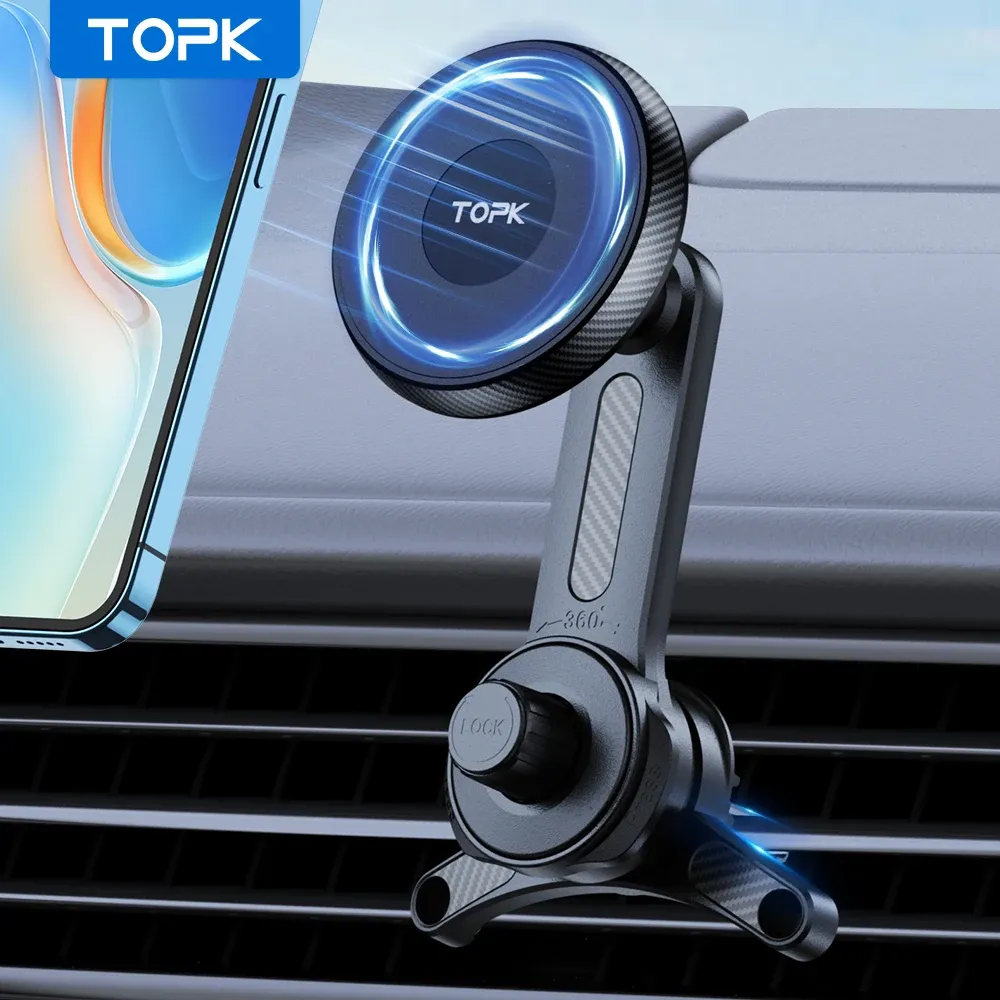 TOPK Support magnétique de téléphone pour voiture, compatible MagSafe, fixation sur grille d'aération, pour iPhone série 15/14/13/12 - Image 1