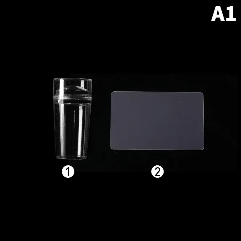 Kit de stamping nail art en silicone transparent, comprenant plaques de stamping, pochoirs et grattoir 7