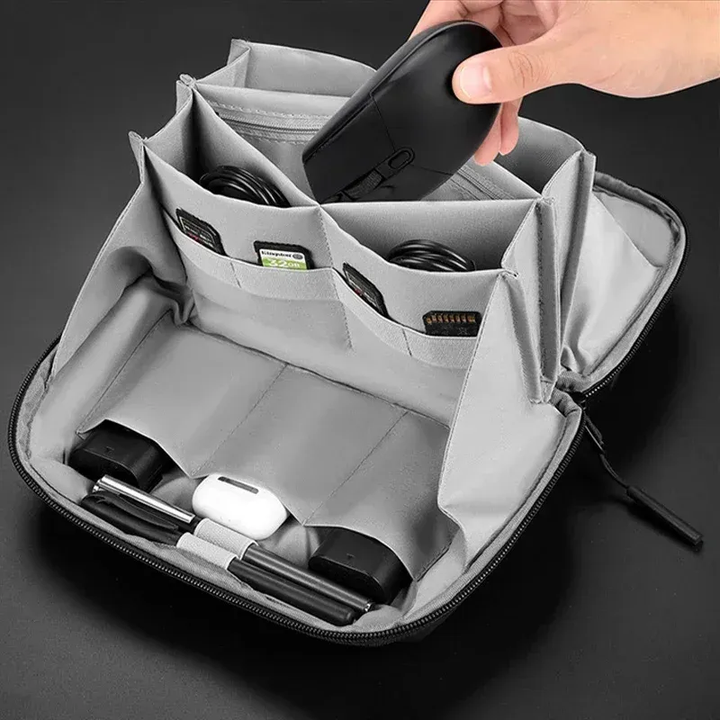 Organisateur d'électronique de voyage, pochette pour batterie externe, étui d'accessoires pour cordons USB, sac de rangement pour disques durs 6