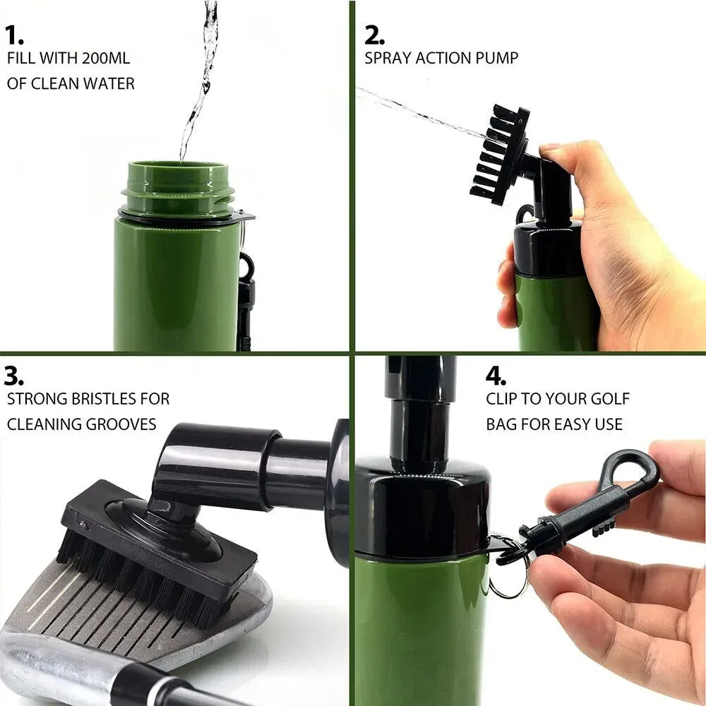 Brosse de nettoyage de rainures pour club de golf avec flacon pulvérisateur étanche, kit de nettoyage professionnel portable 5