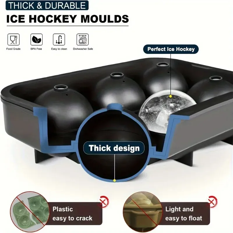 Moule à glaçons sphérique en silicone, 4, 6 ou 8 compartiments, pour cuisine et bar 2