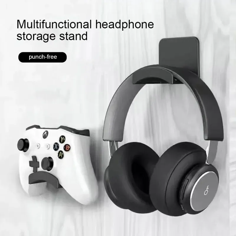 Support de casque universel adhésif en plastique, support mural sous le bureau, support de casque pour jeu, support d'écouteurs