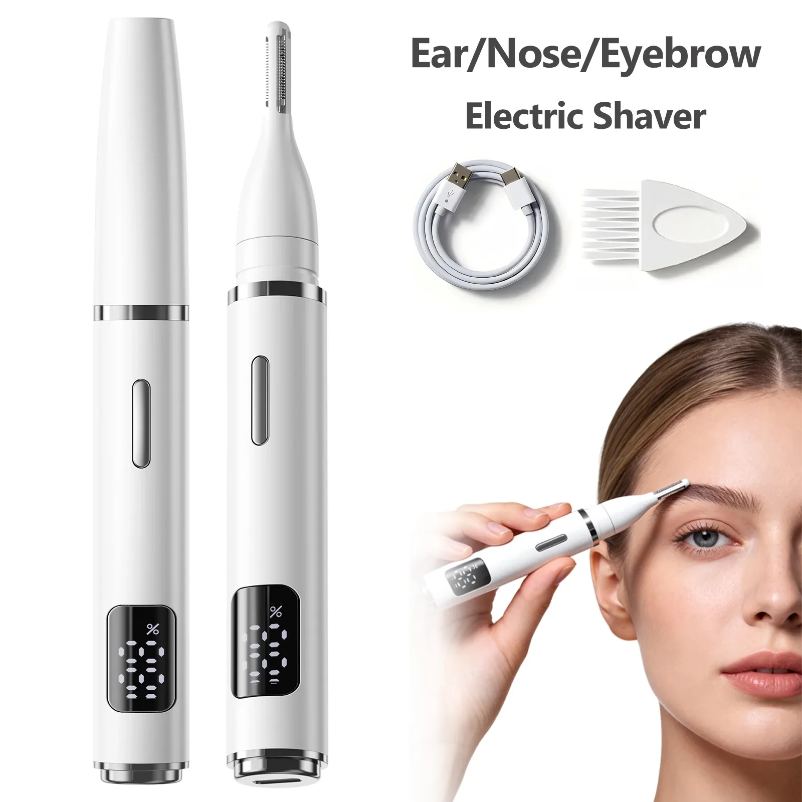Tondeuse électrique pour poils du nez, pour hommes et femmes, multifonction pour oreilles et sourcils, avec écran LED, rasoir personnel rechargeable