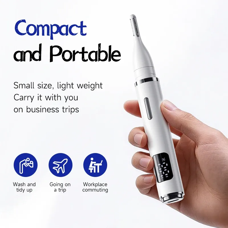 Tondeuse électrique pour poils du nez, pour hommes et femmes, multifonction pour oreilles et sourcils, avec écran LED, rasoir personnel rechargeable 3