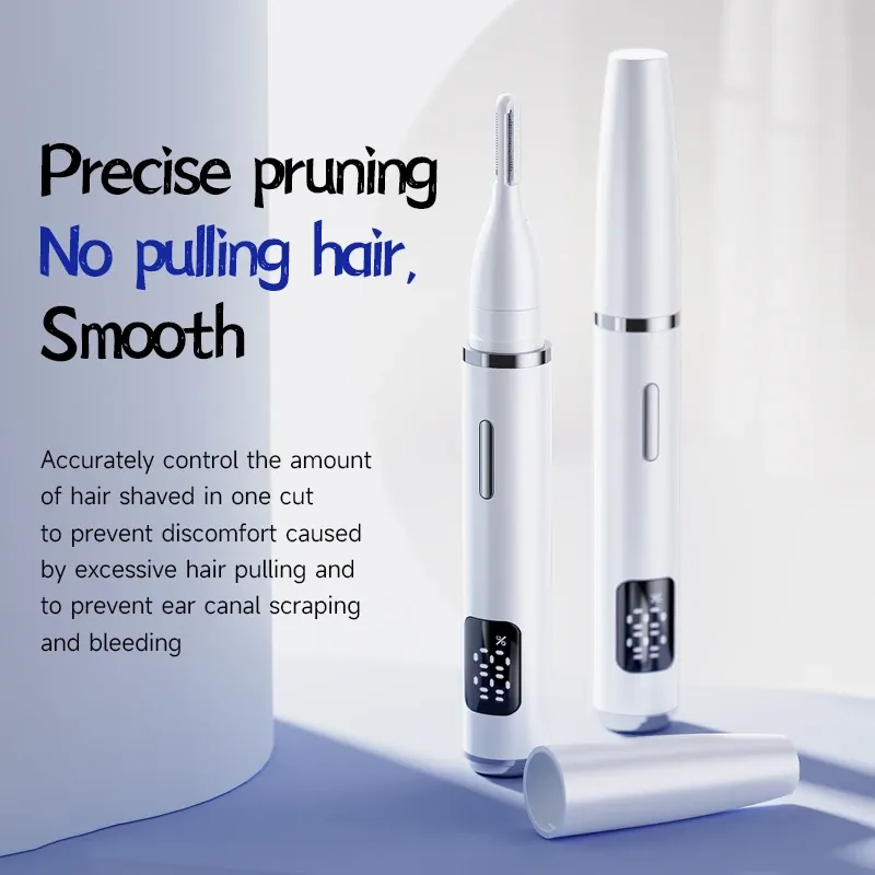 Tondeuse électrique pour poils du nez, pour hommes et femmes, multifonction pour oreilles et sourcils, avec écran LED, rasoir personnel rechargeable 6