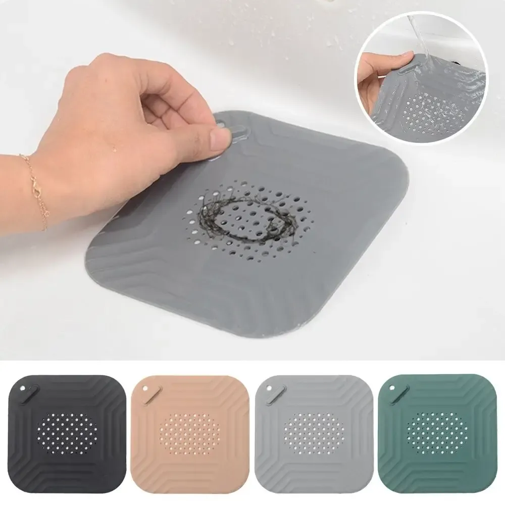 Drain de sol carré anti-blocage pour évier et douche, avec crépine à mailles et filtre à cheveux