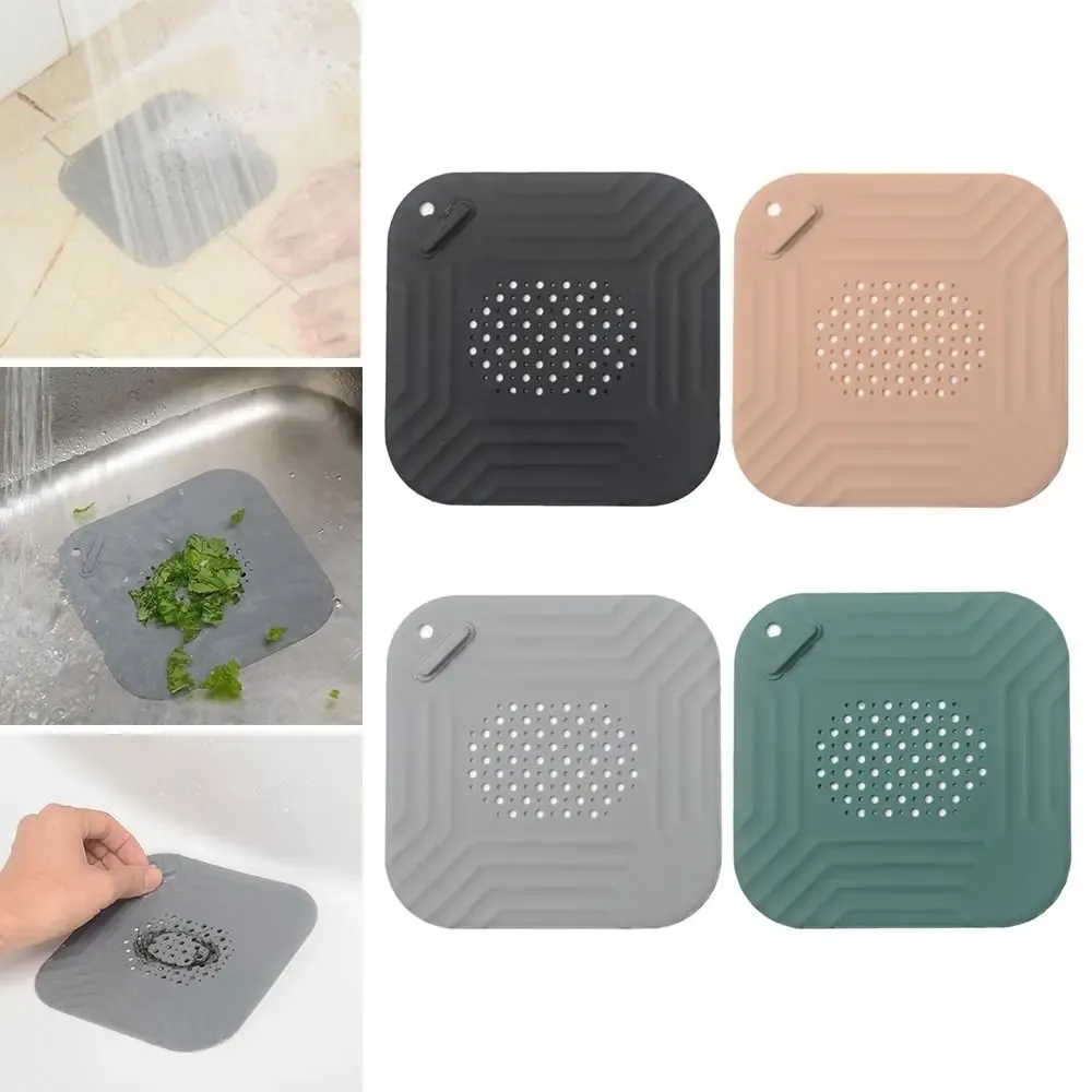 Drain de sol carré anti-blocage pour évier et douche, avec crépine à mailles et filtre à cheveux 2