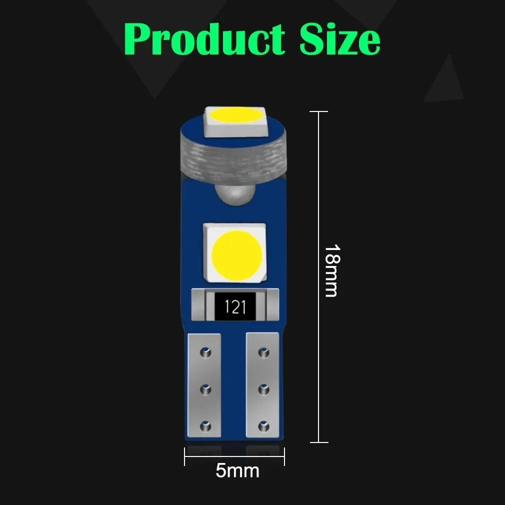 Ampoule LED T5 W3W W1.2W, Canbus, pour éclairage intérieur de voiture, témoin de tableau de bord et instrument automobile, 12 V, lot de 2 ou 10 3