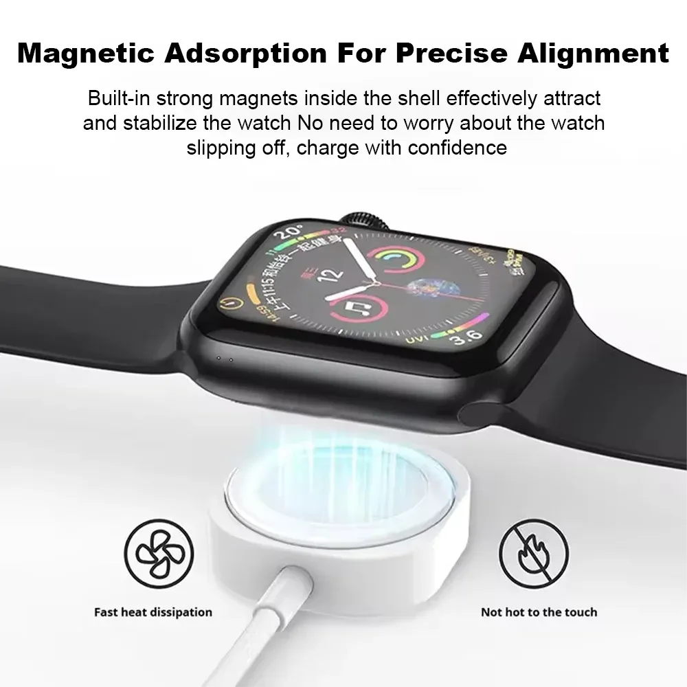 Chargeur magnétique sans fil rapide USB-A avec câble USB-C pour Apple Watch Séries 1 à 10 et Ultra, compatible iWatch 3