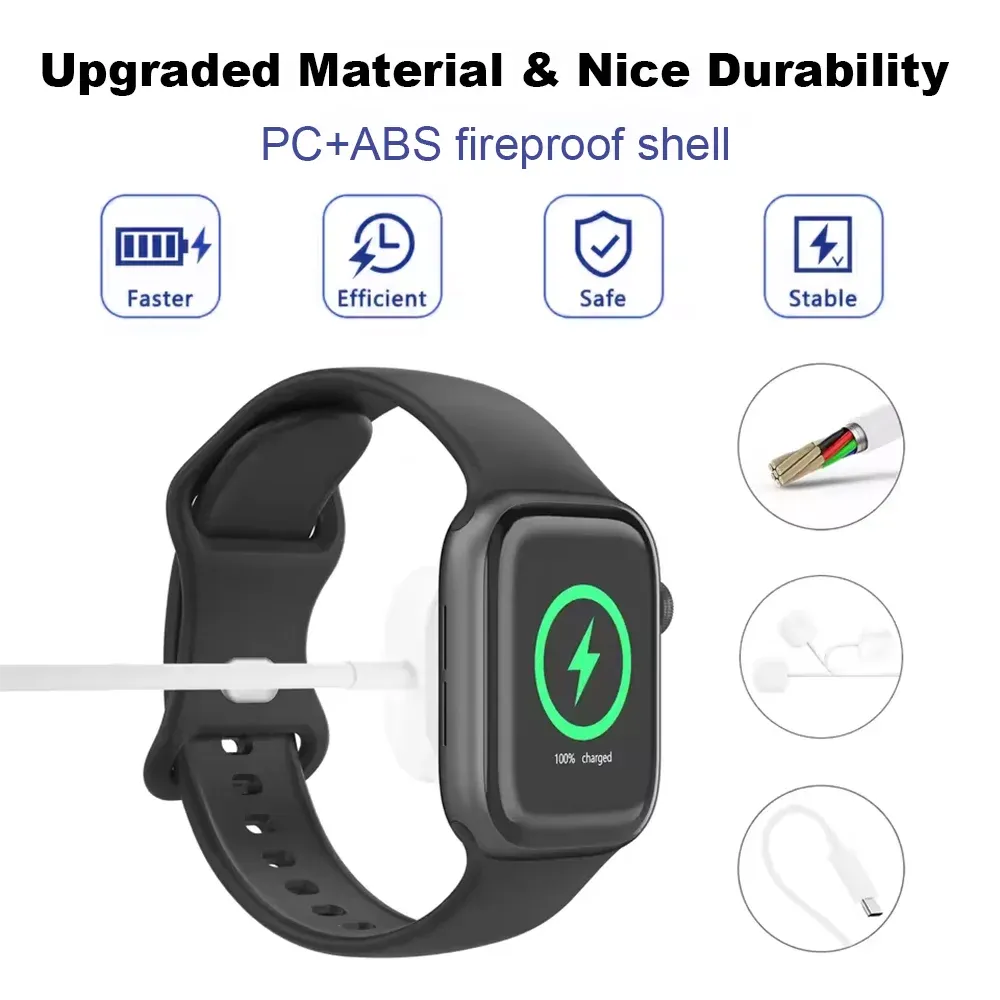 Chargeur magnétique sans fil rapide USB-A avec câble USB-C pour Apple Watch Séries 1 à 10 et Ultra, compatible iWatch 5