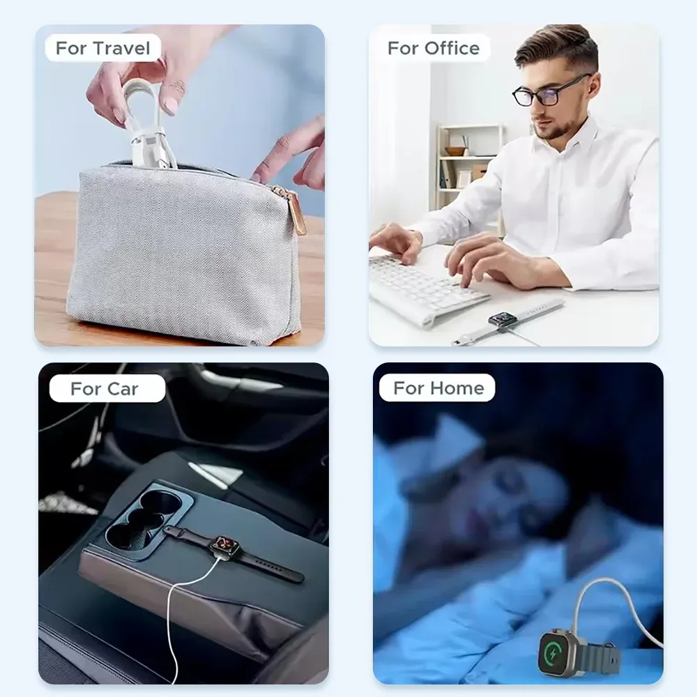 Chargeur magnétique sans fil rapide USB-A avec câble USB-C pour Apple Watch Séries 1 à 10 et Ultra, compatible iWatch 6