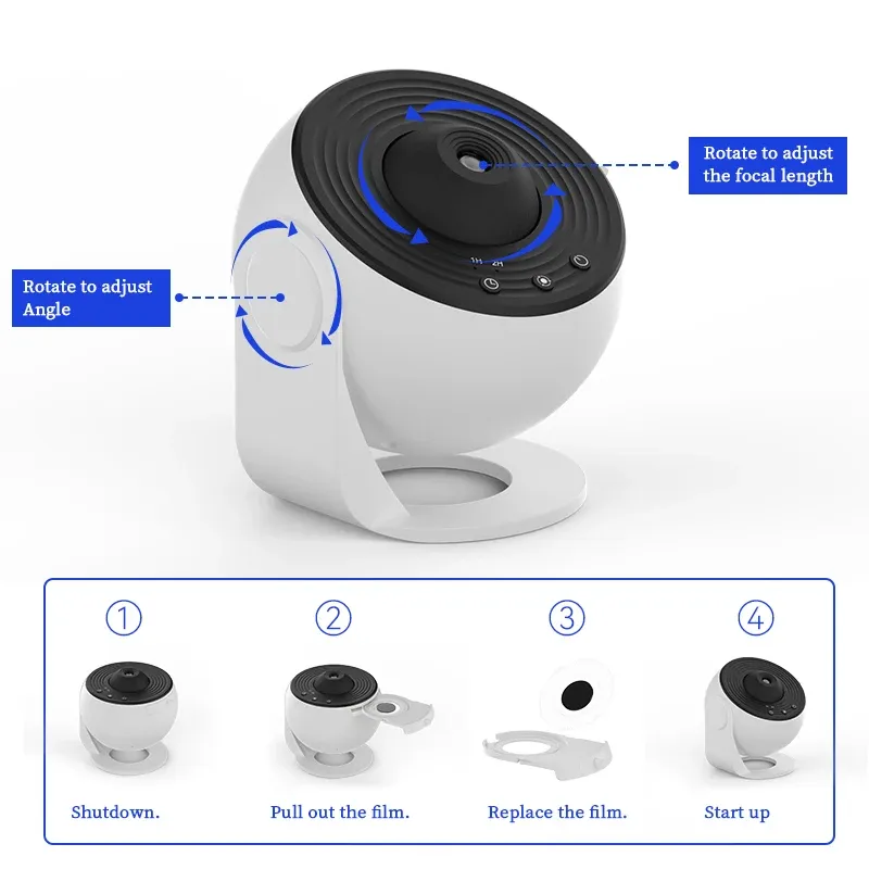 Projecteur de ciel étoilé pour chambre d'enfant, veilleuse galaxie, lampe planétarium rotative à 360°, cadeau de Saint-Valentin, décoration de mariage 6