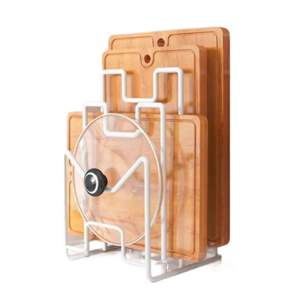Range-couvercles et planches à découper multi-niveaux en métal, support compact en fer forgé pour planches à découper et couvercles de casseroles 8