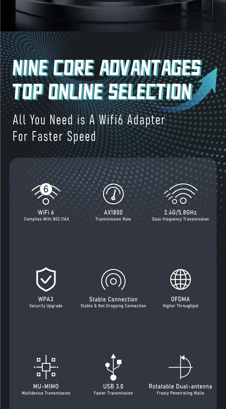 Adaptateur Wi-Fi 6 USB 3.0 en situation d'utilisation