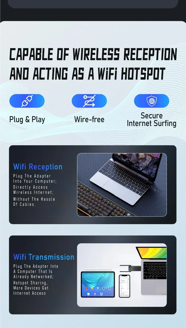 Adaptateur Wi-Fi 6 USB 3.0 détail des finitions