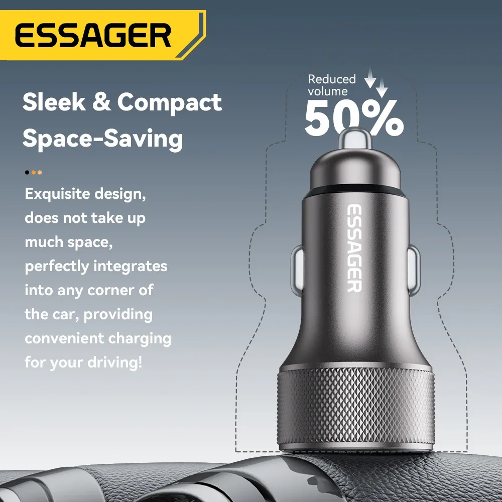 Chargeur de voiture USB-C 45W 2 ports, PD 3.0, QC 3.0, avec écran numérique, pour iPhone 16, iPhone 15, Xiaomi, Huawei, Samsung et OPPO 4