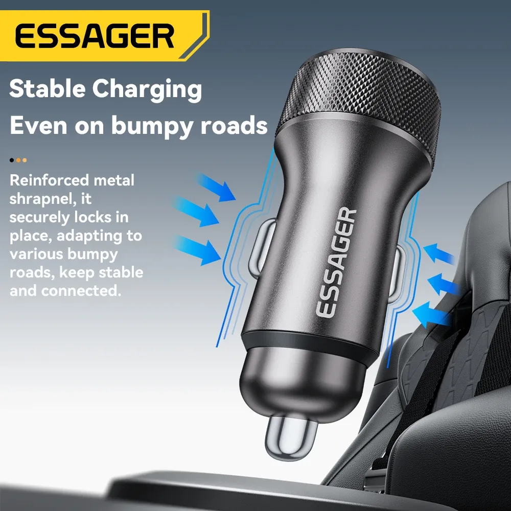 Chargeur de voiture USB-C 45W 2 ports, PD 3.0, QC 3.0, avec écran numérique, pour iPhone 16, iPhone 15, Xiaomi, Huawei, Samsung et OPPO 6