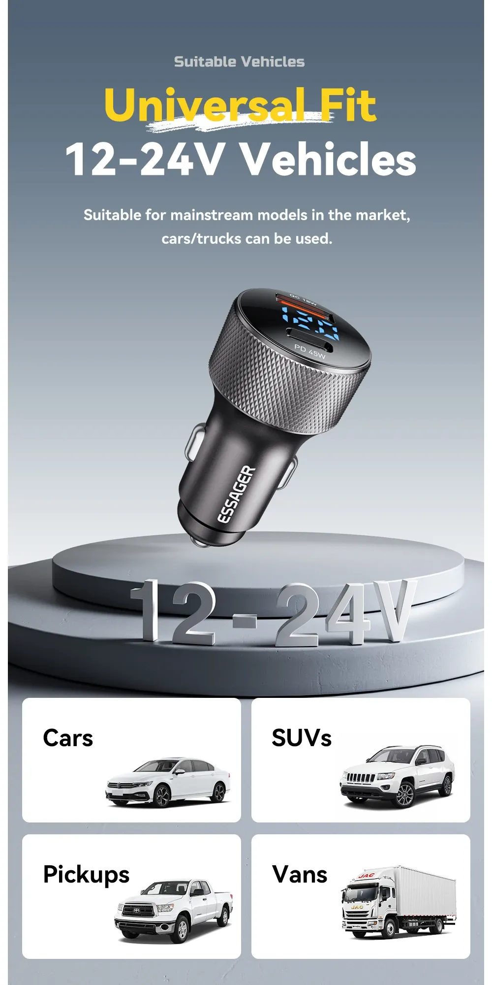 Chargeur de voiture USB-C haut de gamme
