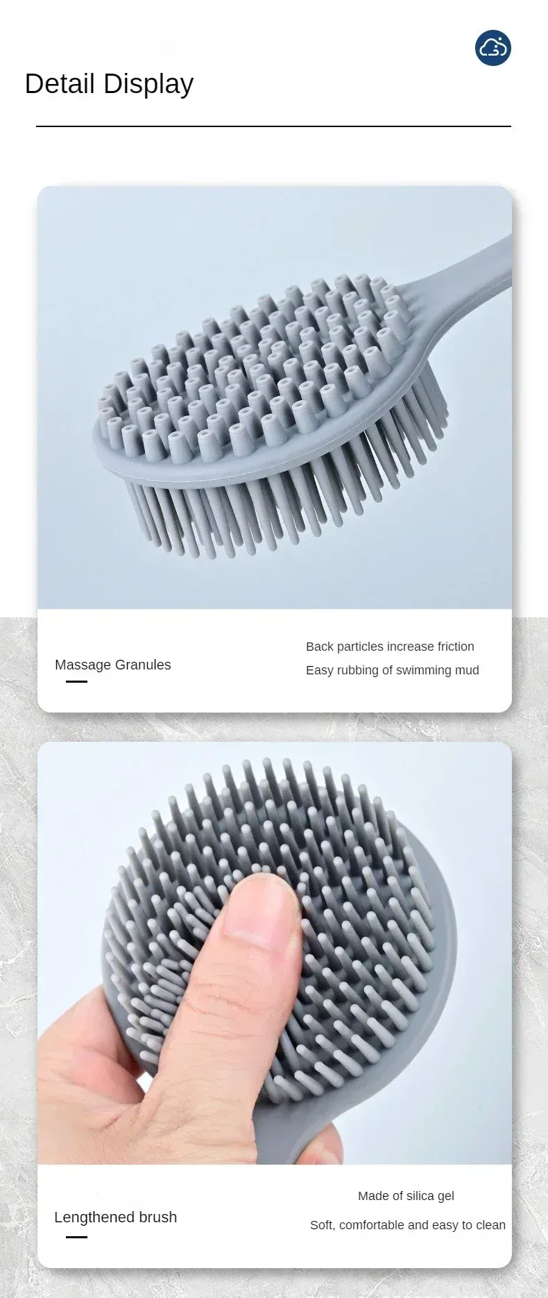 Brosse de massage en situation sous la douche