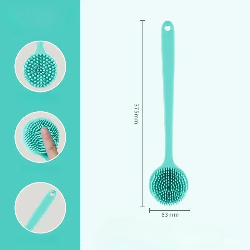 Brosse de massage corporelle en silicone à long manche, double face et exfoliante, pour le bain et la douche 8