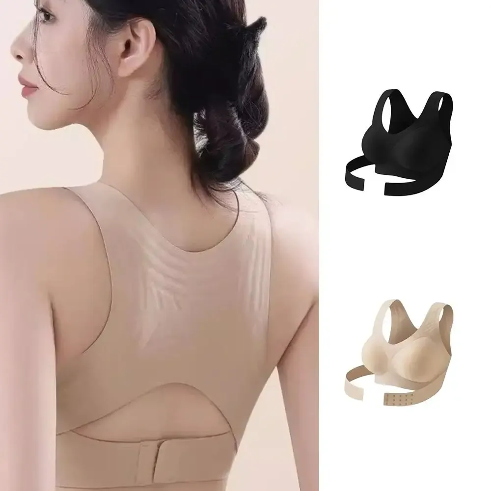 Soutien-gorge push-up sans couture à dos croisé et fermeture avant, correcteur de posture, sans armatures, pour femme - Image 1