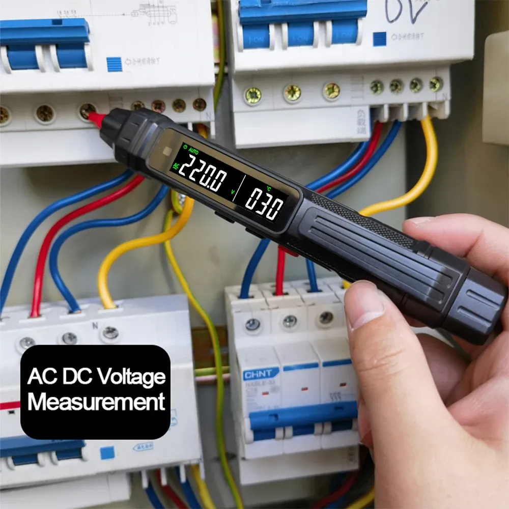 Multimètre numérique 6000 points avec détecteur de tension sans contact, plage automatique, mesure de capacité et fonctions NCV et Ohm 3