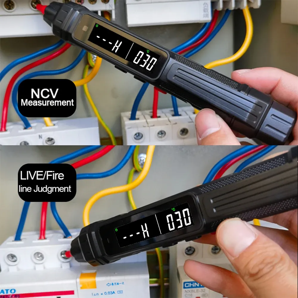 Multimètre numérique 6000 points avec détecteur de tension sans contact, plage automatique, mesure de capacité et fonctions NCV et Ohm 4