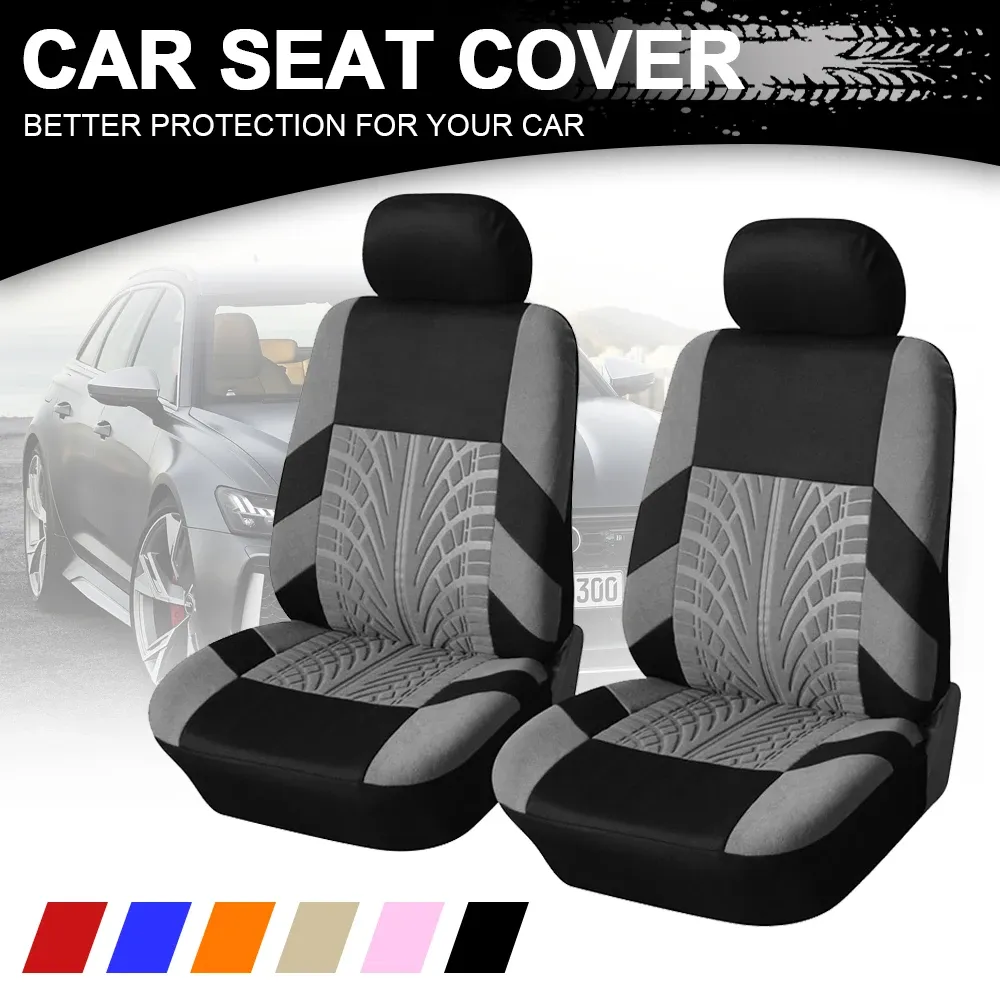 Housses de siège avant de voiture à la mode, accessoires automobiles, style empreinte de pneu en relief, tissu durable et confortable, universel, compatible avec la plupart des véhicules