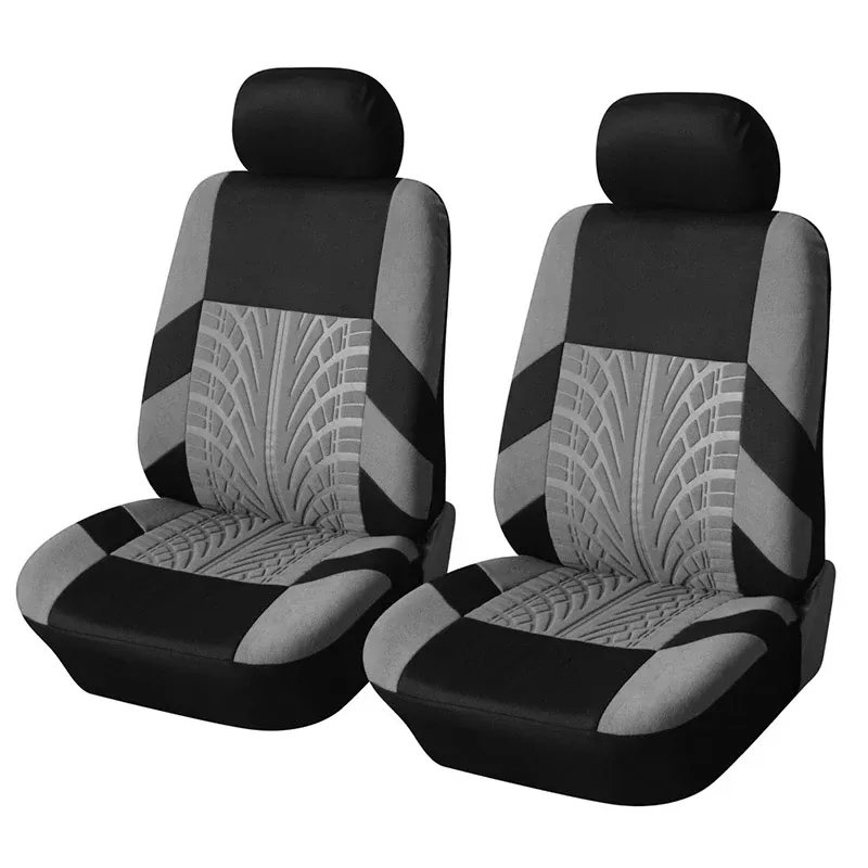 Housses de siège avant de voiture à la mode, accessoires automobiles, style empreinte de pneu en relief, tissu durable et confortable, universel, compatible avec la plupart des véhicules 11