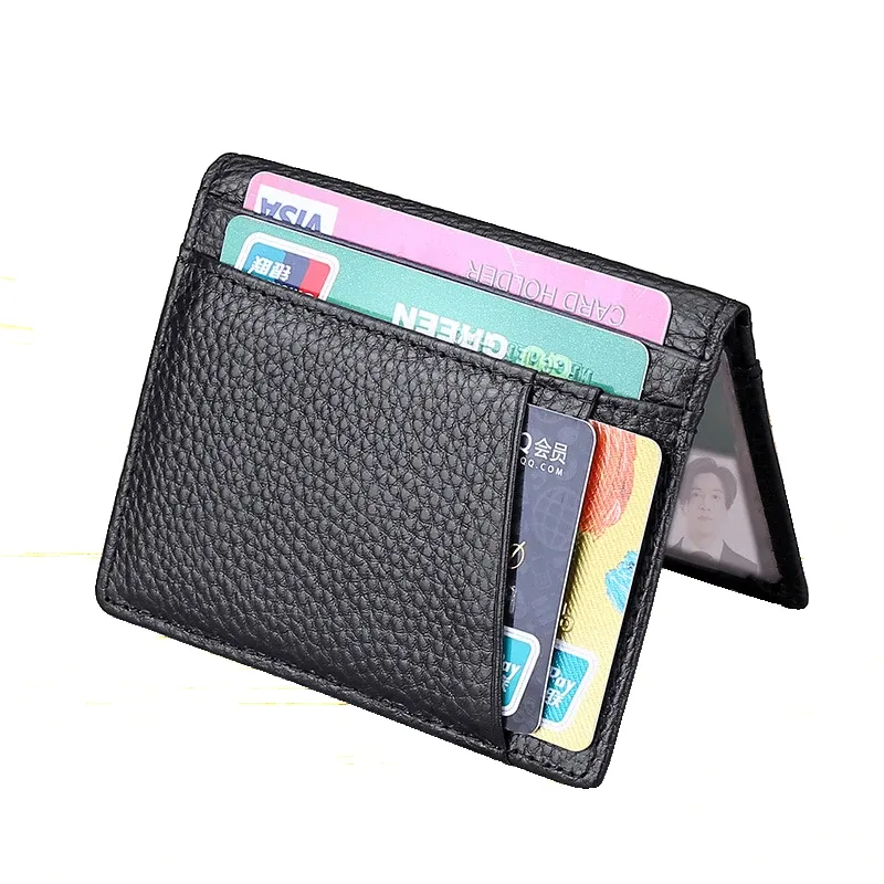 Portefeuille mince en cuir véritable, souple et compact, porte-cartes de crédit mini pour hommes, marque YUECIMIE - Image 1