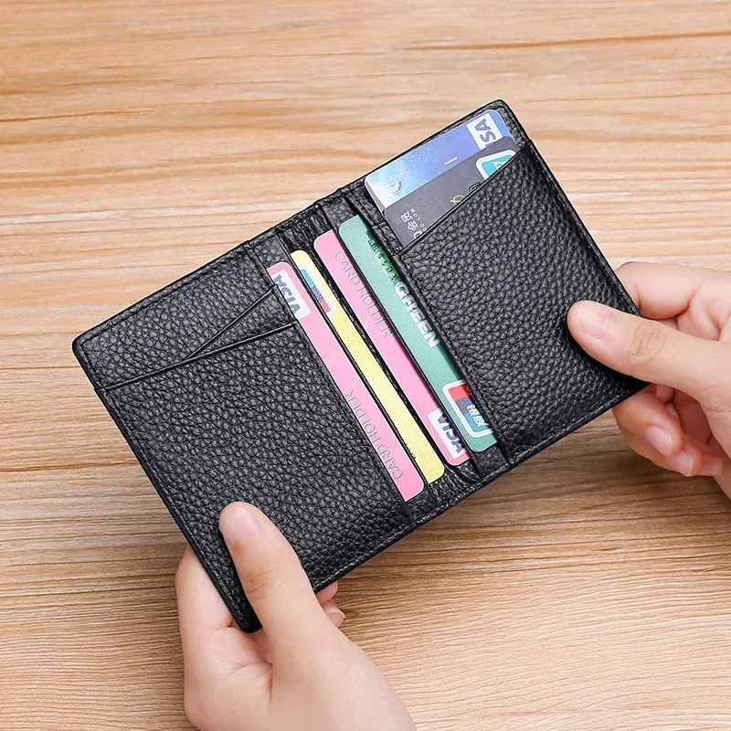 Portefeuille mince en cuir véritable, souple et compact, porte-cartes de crédit mini pour hommes, marque YUECIMIE 3