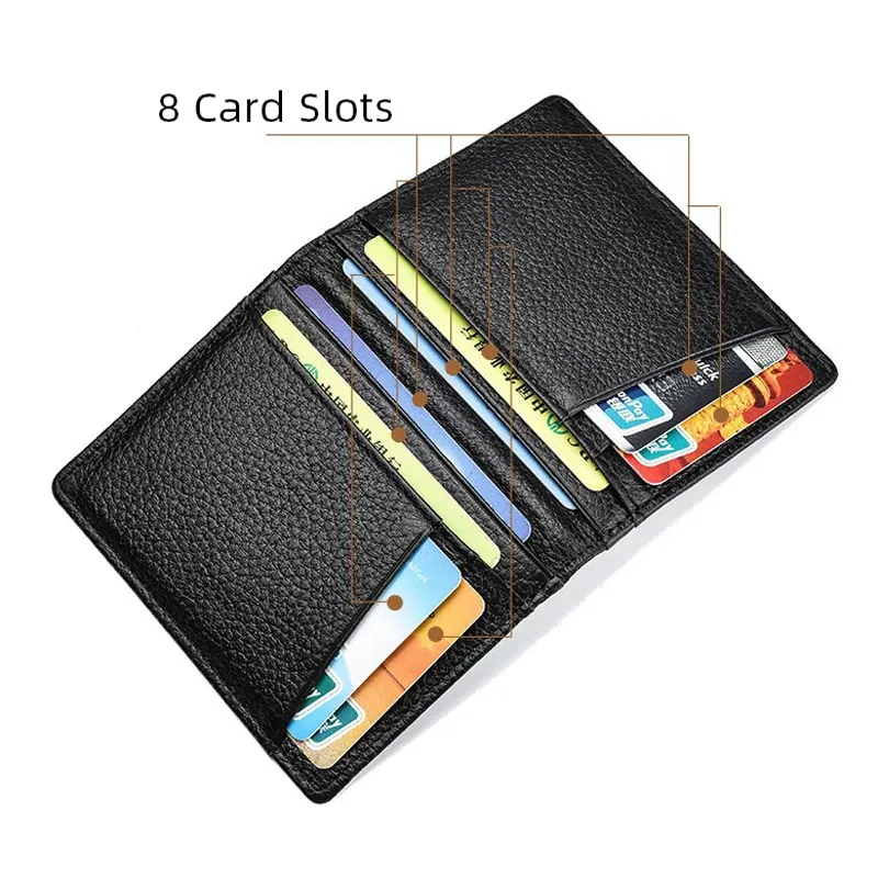 Portefeuille mince en cuir véritable, souple et compact, porte-cartes de crédit mini pour hommes, marque YUECIMIE 4