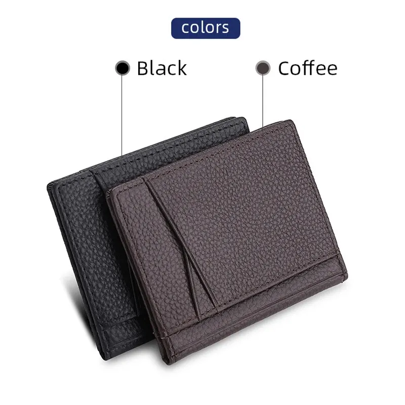 Portefeuille mince en cuir véritable, souple et compact, porte-cartes de crédit mini pour hommes, marque YUECIMIE 6
