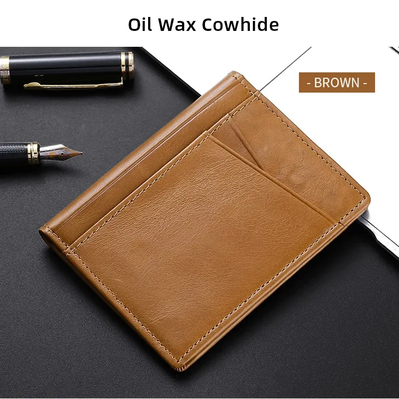 Portefeuille mince en cuir véritable, souple et compact, porte-cartes de crédit mini pour hommes, marque YUECIMIE 12