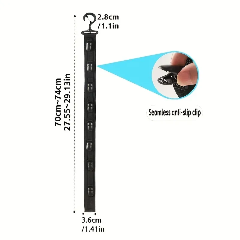 Support de rangement suspendu pour casquettes à 8 pinces, organisateur de chapeaux gris et noir 5