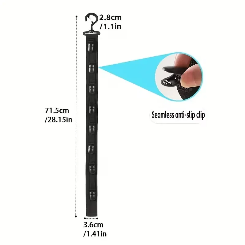 Support de rangement suspendu pour casquettes à 8 pinces, organisateur de chapeaux gris et noir 7