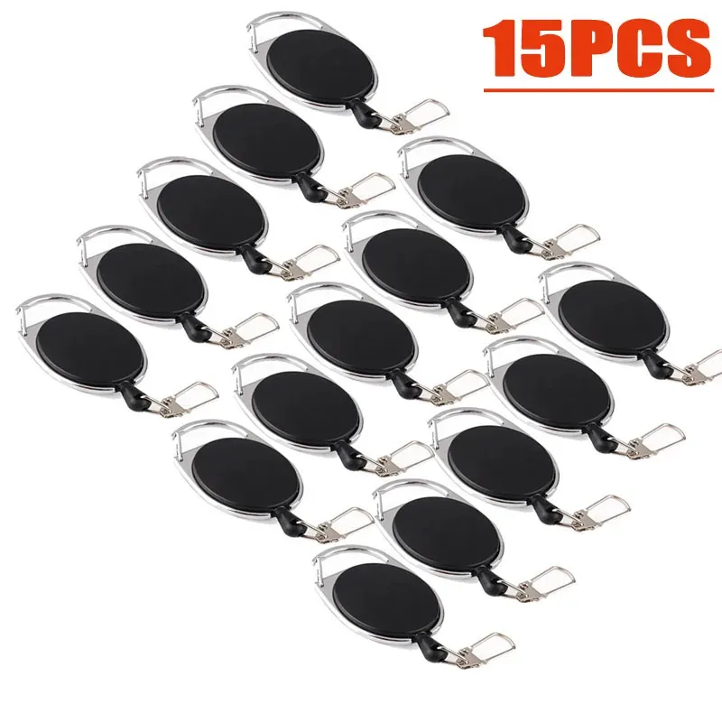Porte-badge rétractable pour pêche à la mouche avec mousqueton à ressort à dégagement rapide, lot de 1 à 15 pièces