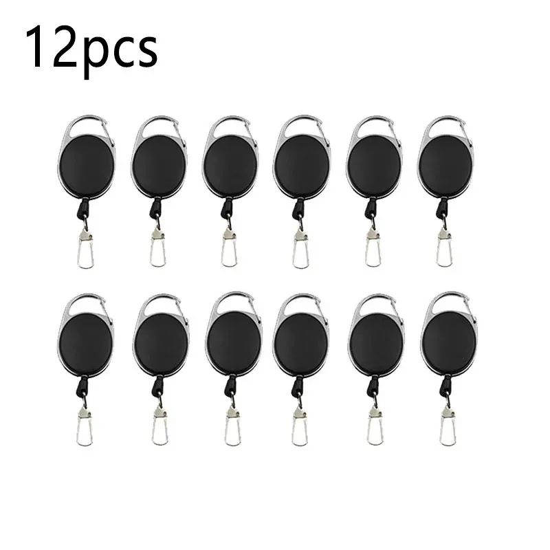 Porte-badge rétractable pour pêche à la mouche avec mousqueton à ressort à dégagement rapide, lot de 1 à 15 pièces 11