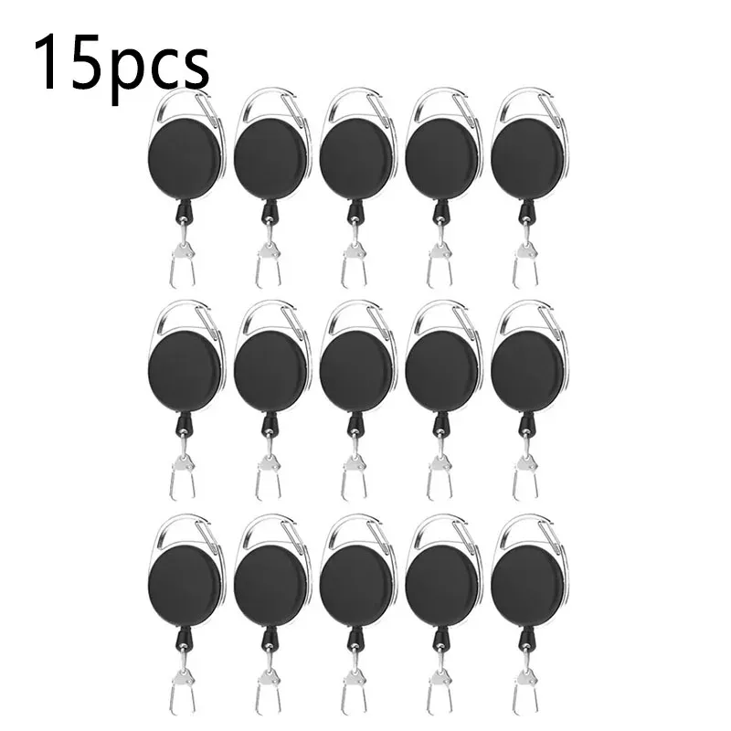 Porte-badge rétractable pour pêche à la mouche avec mousqueton à ressort à dégagement rapide, lot de 1 à 15 pièces 14