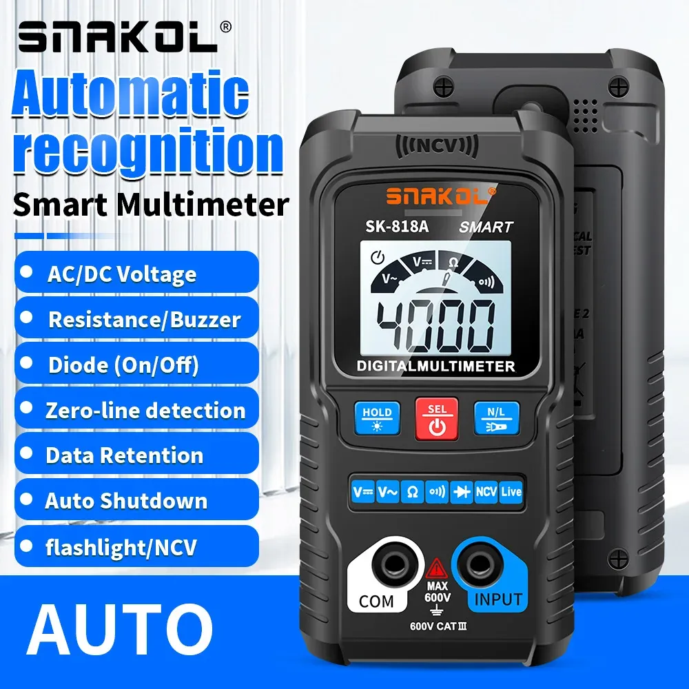 Multimètre numérique professionnel AC/DC avec détection NCV, mesure automatique, plage 600 V