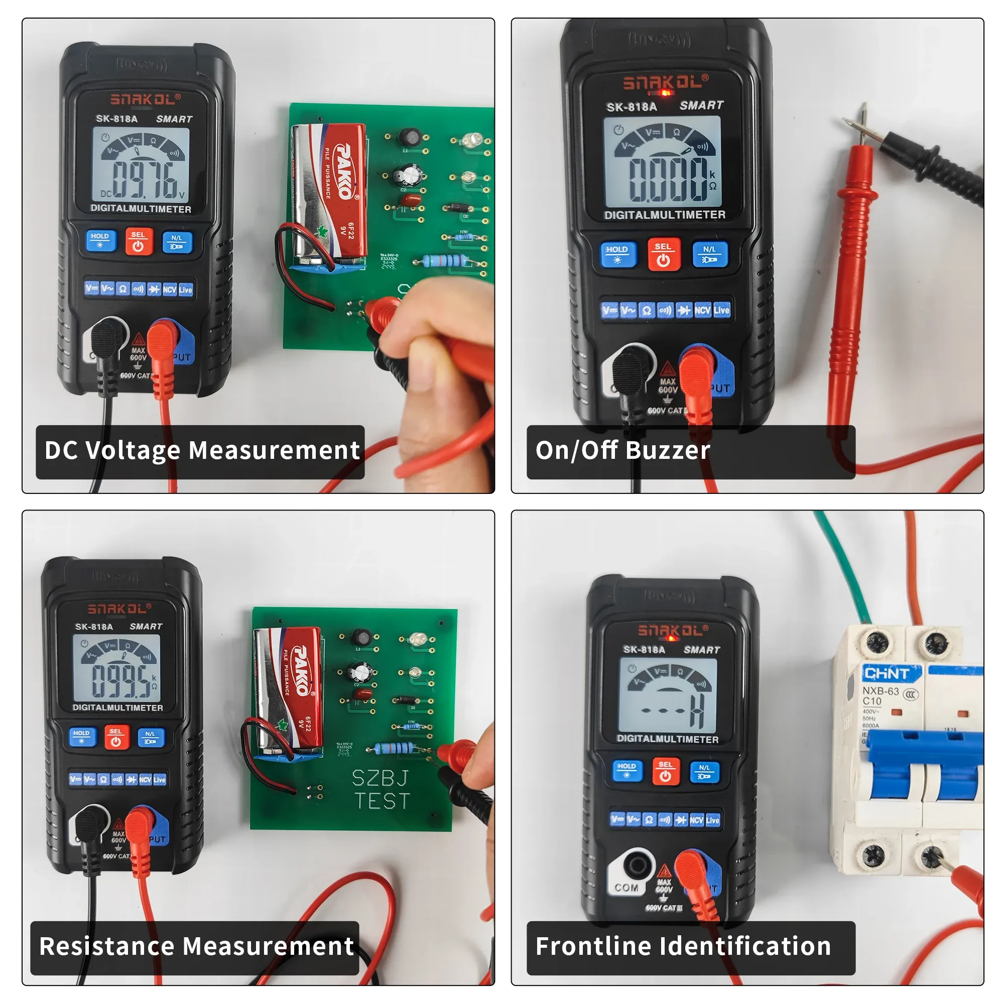 Multimètre numérique professionnel AC/DC avec détection NCV, mesure automatique, plage 600 V 5