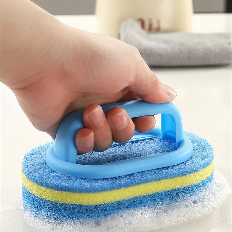 Brosse de nettoyage ménager avec poignée, éponge et tampon à récurer haute densité, pour cuisine, salle de bains et toilettes, lot de 6, 3 ou 1 pièce(s) 3