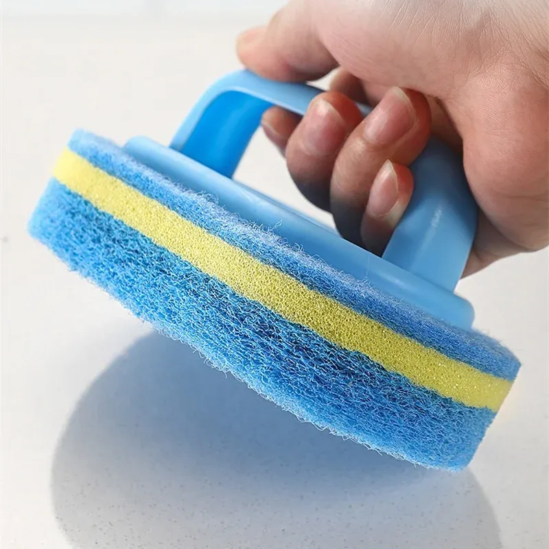 Brosse de nettoyage ménager avec poignée, éponge et tampon à récurer haute densité, pour cuisine, salle de bains et toilettes, lot de 6, 3 ou 1 pièce(s) 5