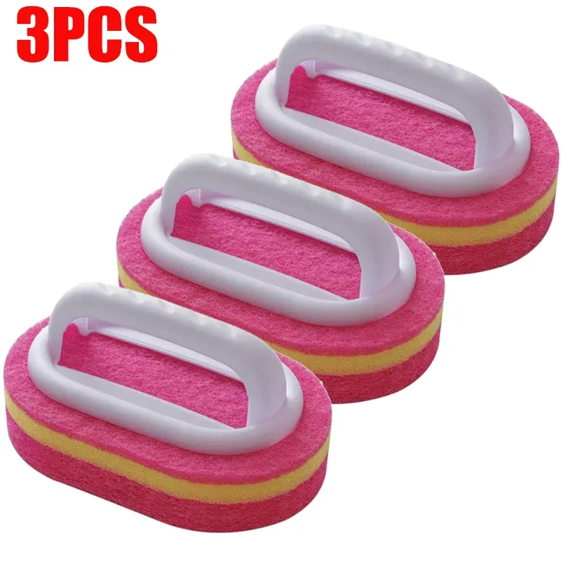 Brosse de nettoyage ménager avec poignée, éponge et tampon à récurer haute densité, pour cuisine, salle de bains et toilettes, lot de 6, 3 ou 1 pièce(s) 11