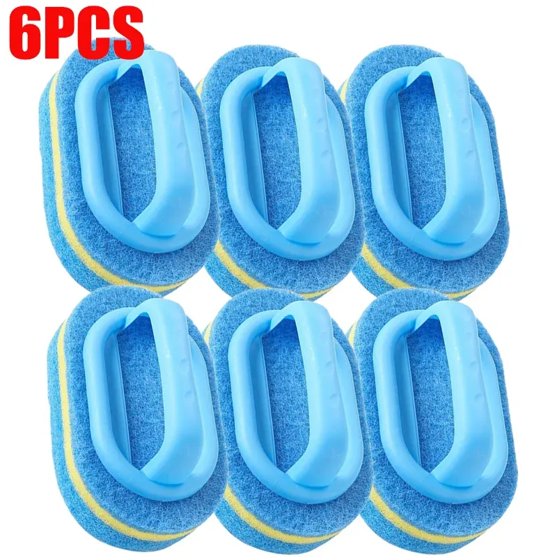 Brosse de nettoyage ménager avec poignée, éponge et tampon à récurer haute densité, pour cuisine, salle de bains et toilettes, lot de 6, 3 ou 1 pièce(s) 10