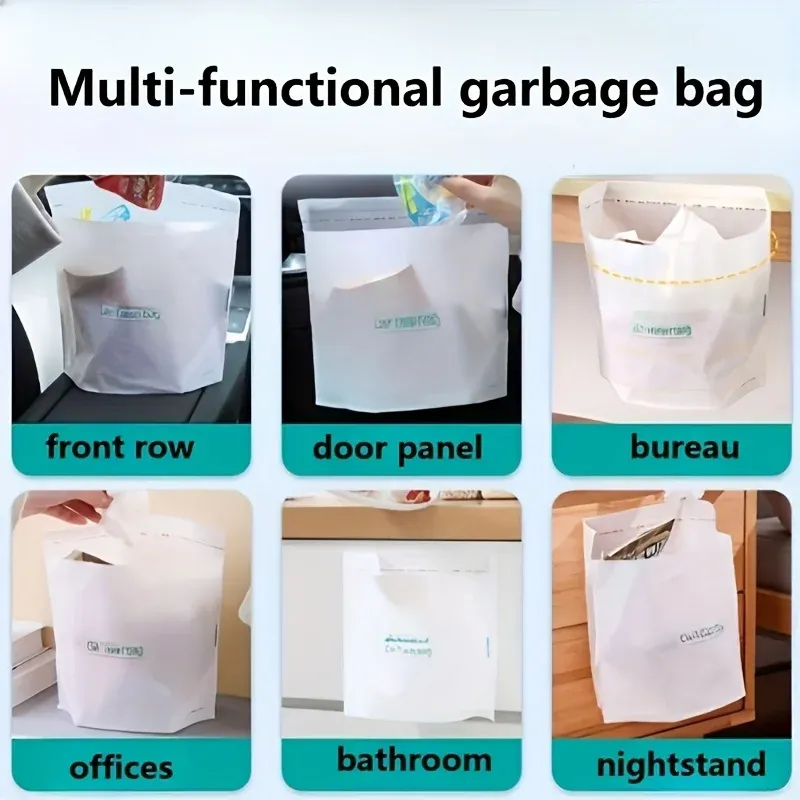 Sacs poubelles jetables auto-adhésifs pour voiture, lot de 30 à 100 pièces, portables et sans trace 4