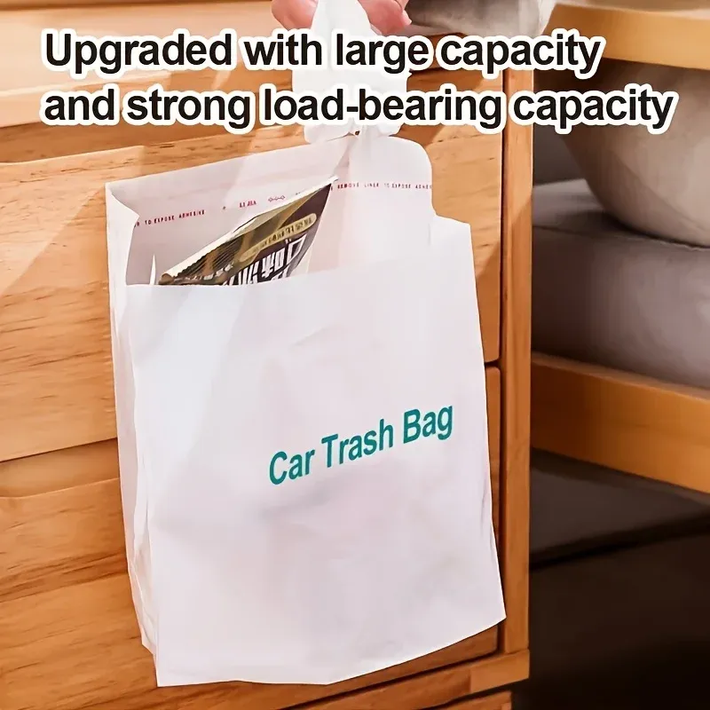 Sacs poubelles jetables auto-adhésifs pour voiture, lot de 30 à 100 pièces, portables et sans trace 5