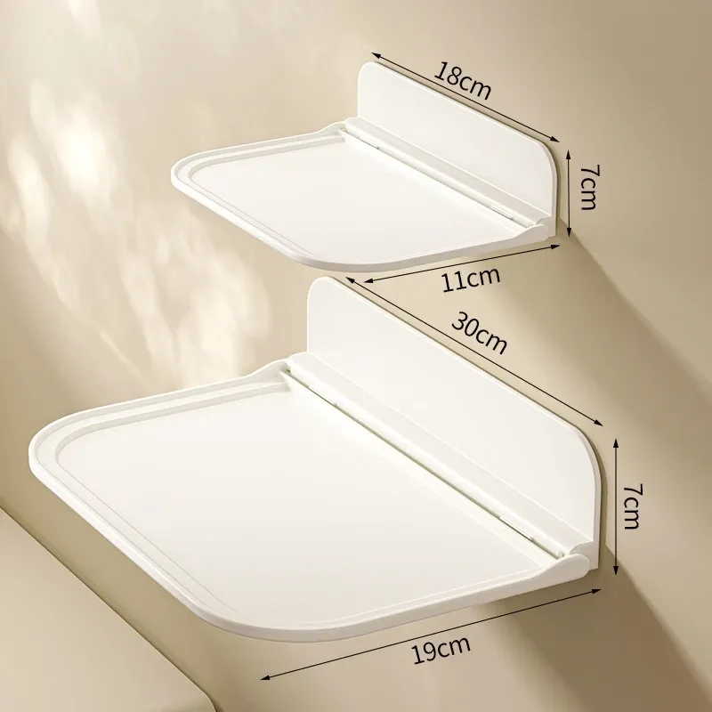 Étagère murale pliable sans perçage, organisateur gain de place pour routeur Wifi et téléphone, salle de bain 7