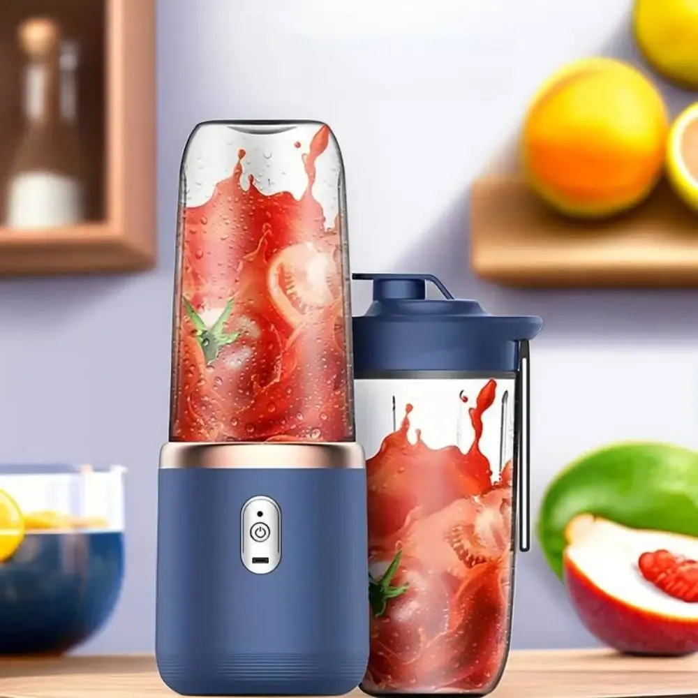 Extracteur de jus électrique USB domestique, mixeur à smoothies et milk-shakes, 400 ml, bleu/rose